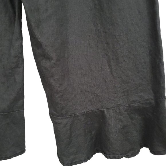 JUNONIA Women's Pants Size 1X Gray Linen Pull On Wide Leg Pockets Ruffle Hem - Picture 10 of 11